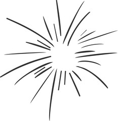 Obraz premium firework doodle line explosion radial sparkler with rays, hand drawn firecracker simple and round decoration 