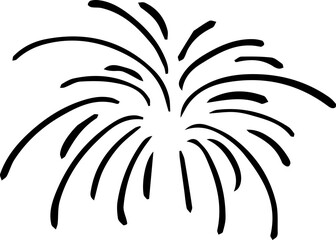  firework doodle line explosion radial sparkler with rays, hand drawn firecracker simple and round decoration 