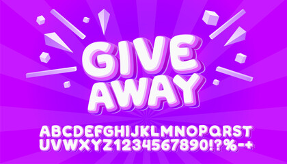 Giveaway font. English alphabet and numbers sign. Vector illustration