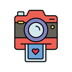 polaroid camera color line icon with white background vector stock illustration