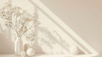 Minimal white decorations with empty space