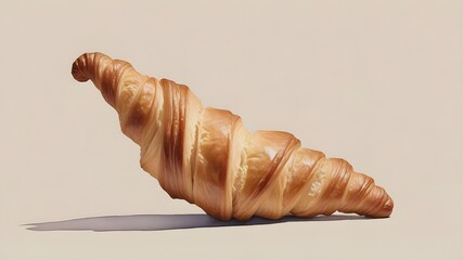 croissant closeup, isolated on white background.