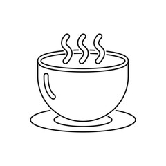 Hot soup bowl icon line style isolated on white background. Vector illustration
