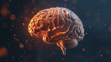 human brain on dark background