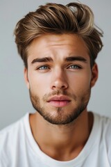 Fototapeta premium A detailed view of a persons face, focusing closely on their beard