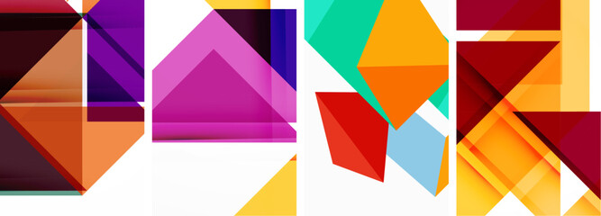 Set of abstract random triangle composition backgrounds. Vector illustration for for wallpaper, business card, cover, poster, banner, brochure, header, website