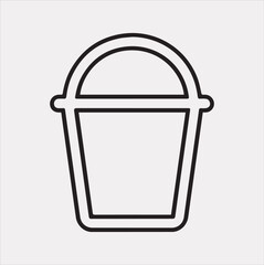 Bucket outline linear style silhouette vector illustration on a white background