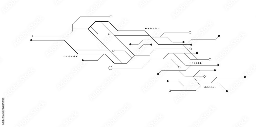 Poster Vector abstract technology on white background. Abstract futuristic circuit board Illustration, Circuit board with various technology elements.