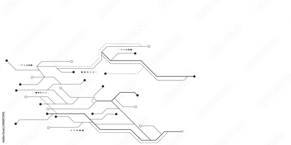 Poster Vector abstract technology on white background. Abstract futuristic circuit board Illustration, Circuit board with various technology elements.