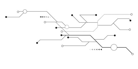 Vectors Technology blue circuit diagram. High-tech connection system on a white background.