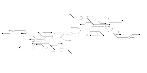 Vectors Technology black circuit diagram. High-tech connection system on a white background.