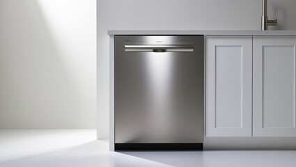 Modern stainless steel dishwasher installed in a contemporary kitchen