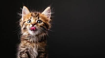 Obraz premium cute kitten on black background