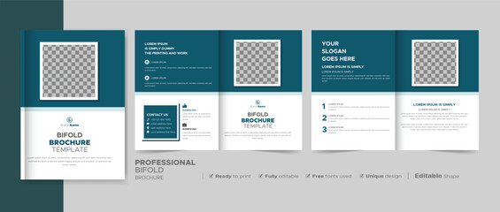 Professional Corporate Bifold Brochure Template, Catalog, Booklet Template Design. Fully Editable.	