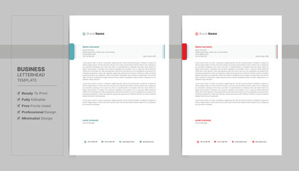 Stationary template. Letterhead format template, business style letterhead design template. Company letterhead template design.	