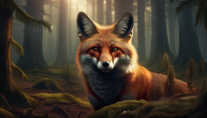 Fototapeta premium red fox in the forest