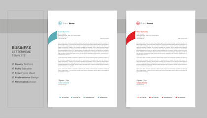 Stationary template. Letterhead format template, business style letterhead design template. Company letterhead template design.	