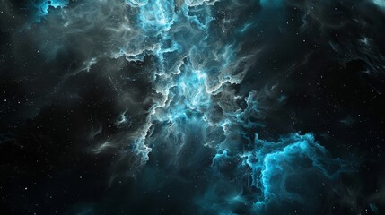 Obraz premium abstract art black and light blue cloud mixed to gether, black background, universe, Ultra high resoulation,