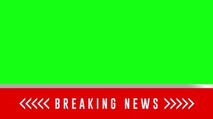 Breaking News - Lower third live breaking news brackground green screen and seamless looping ticker with blank text boxes.