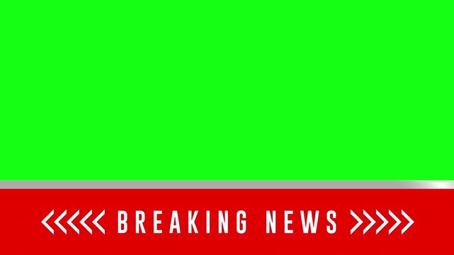 Breaking News - Lower third live breaking news brackground green screen and seamless looping ticker with blank text boxes.