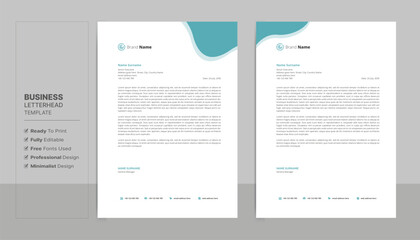 Stationary template. Letterhead format template, business style letterhead design template. Company letterhead template design.	