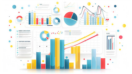 Vector business graph analysis, data concept, white background, modern style,