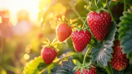 Ripe Strawberries in the Sunlight