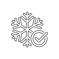 Snowflake with checkmark icon line style isolated on white background. Vector illustration