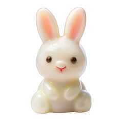 Cute white jelly gummy bunny isolated on transparent background