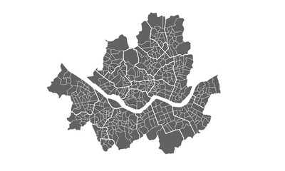 Seoul district map isolated on white background. for website layouts, background, education, precise, customizable, Travel worldwide, map silhouette backdrop, earth geography, political, reports.