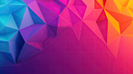 Obraz premium A vibrant geometric background featuring colorful triangular shapes in shades of blue, pink, and orange, ideal for modern designs.