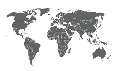 World map isolated on white background. for website layouts, background, education, precise, customizable, Travel worldwide, map silhouette backdrop, earth geography, political, reports.