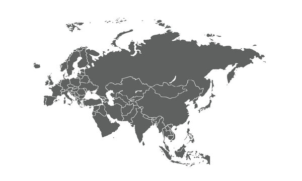 Eurasia map isolated on white background. for website layouts, background, education, precise, customizable, Travel worldwide, map silhouette backdrop, earth geography, political, reports.