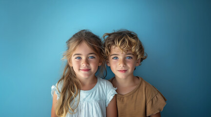 Fototapeta premium A girl and a boy, created with the help of generative AI technology.