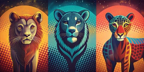 elements of animal retro pop style image background