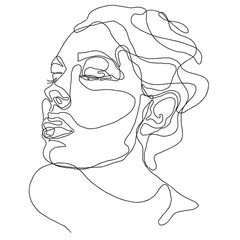 line art drawing of a Beautiful Woman's face.