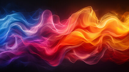 Obraz premium Colorful abstract fractal waves on dark background