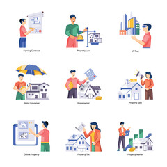 Basic RGBBundle of Real Estate Brokers Flat Illustrations 

