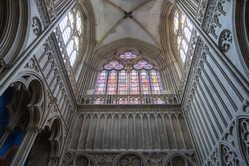 Fototapeta premium Inside Bayeux Cathedral, Cathedral of Our Lady of Bayeux in Normandy