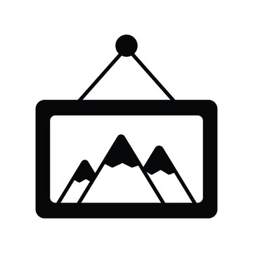 photo frame glyph icon with white background vector stock illustration