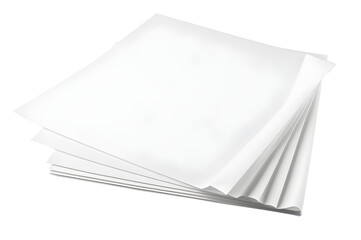 Minimalist image featuring folded sheets of white paper isolated on transparent or white background