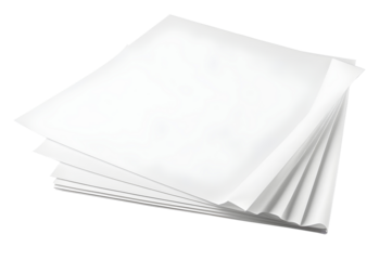Minimalist image featuring folded sheets of white paper isolated on transparent or white background
