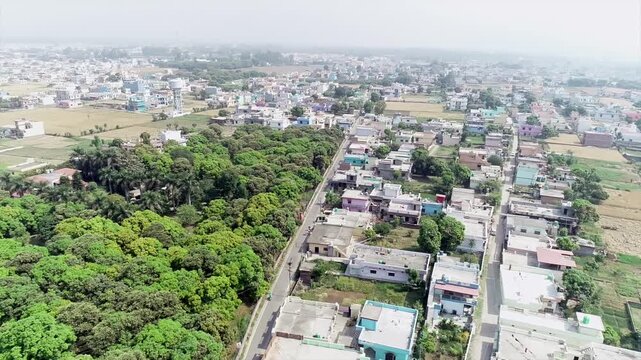 rural India aerial view footage for fee stocks, drone shoot in Dehradun Uttarakhand
