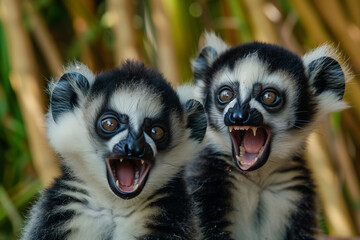 Funny lemurs portrait
