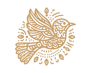 Vector bird line art mandala design
