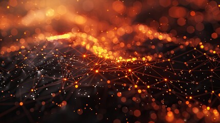 Obraz premium Abstract 3D network with interconnected nodes and glowing lines