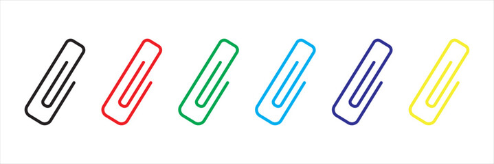 Obraz premium Black isolated icon of paper clip on white background. Silhouette of paper clip. Flat design. 