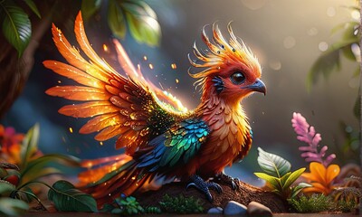 Fototapeta premium A Young Phoenix of the Flames