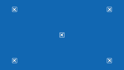 Blue screen background, VFX motion tracking markers. Blue screen backdrop template. Abstract concept video footage replacement tracking markers element.	