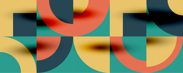 Obraz premium Neo memphis geometric pattern with circles, squares. Pop art abstract background for covers, banners, flyers and posters and other templates